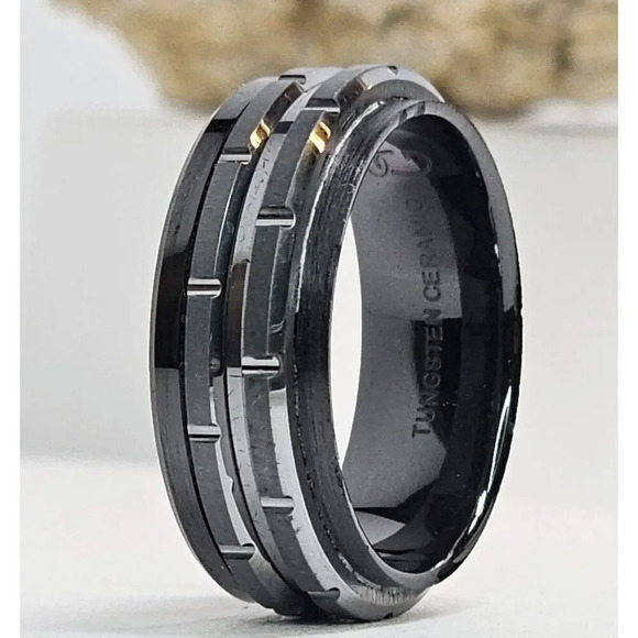 Tungsten & Ceramic Wedding Band SZ 9 - Picture 2 of 7